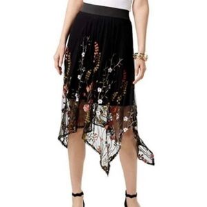 INC International Concepts Floral Embroidered Handkerchief Skirt Whimsy XL NWT!